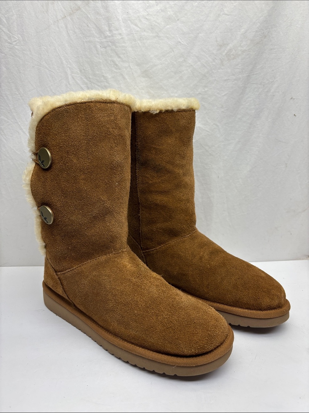 Koolaburra by Ugg Classic Shearling-Lined Suede Button Boots - Chestnut, SZ 9